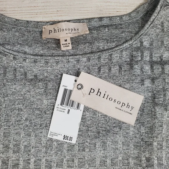 Philosophy NWT silver square patterned tunic top - Picture 4 of 6
